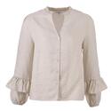 Enjoy Womenswear 412930/521 Zand Uni Blouse frill mouw