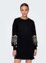 Only 15281818/Black Ethnic Brooke LS short dress flower