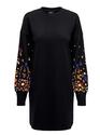 Only 15281818/Black Flower Brooke LS short dress flower