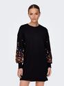 Only 15281818/Black Flower Brooke LS short dress flower