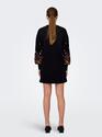 Only 15281818/Black Flower Brooke LS short dress flower
