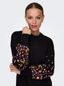 Only 15281818/Black Flower Brooke LS short dress flower