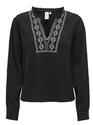 Only 15334116/Black Emma LS detail v-neck top