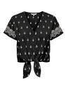 Only 15344867/Black/Cloud Dancer Siesta willa emb SS knot top