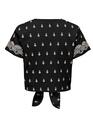 Only 15344867/Black/Cloud Dancer Siesta willa emb SS knot top
