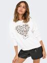 Only 15356179/Cloud Dancer Heart Tammie LS leo print o-neck