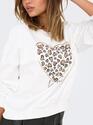 Only 15356179/Cloud Dancer Heart Tammie LS leo print o-neck