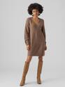Vero Moda 10290817/Brown Lentil Tini LS v-neck short dress