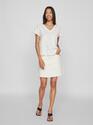 Vila 14095831/Egret Lania foil SS v-neck top