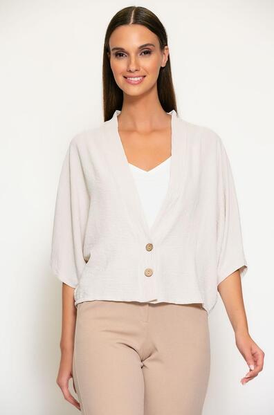 Batida 2088/Cream Geweven Vestje 2 knopen