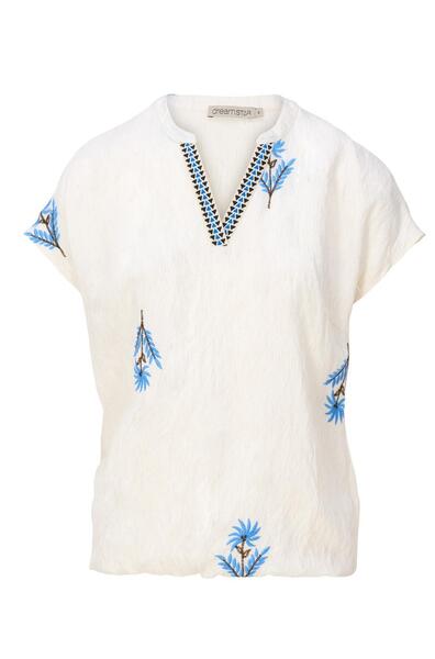 Dreamstar Z25-209/Blue-Ivoor Semmy blousetop bloem