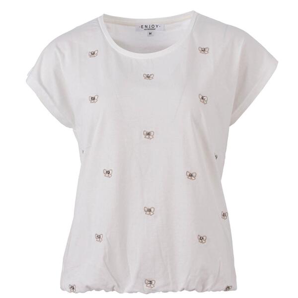 Enjoy Womenswear 183107/501 Ecru Blouson met strikjes + strass