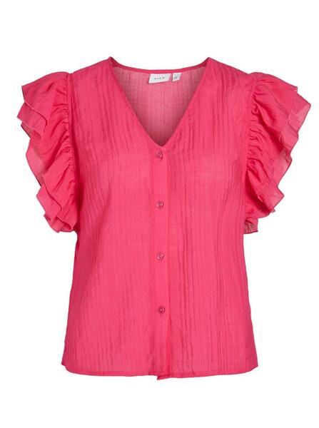 Vila 14087119/Pink Yarrow Nillie flounce SL shirt
