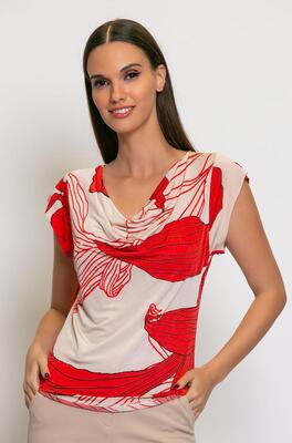 Batida 1649/Red Lily print Travel print top valhals