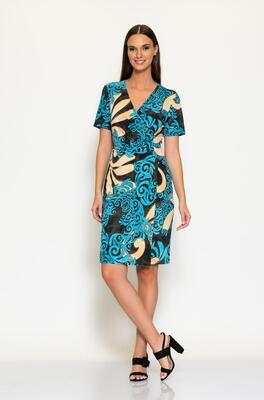 Batida 1926/Turquoise smashed Overslag print jurkje