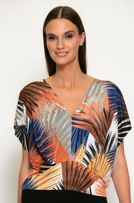 Batida 2004/Fan print print top aangeknipte mouw