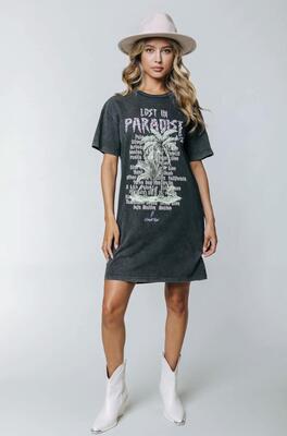 Colourful Rebel WD112604/211 Grey Lost in Paradise Acid T-dress