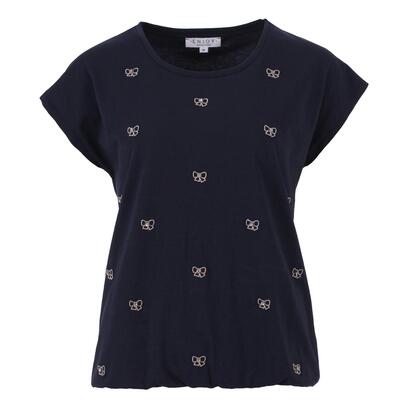 Enjoy Womenswear 183107/195 Indigo Blouson met strikjes + strass