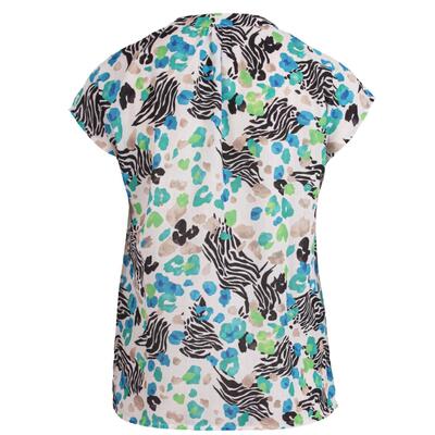 Enjoy Womenswear 183486/130 L. Aqua Blouse linnenlook dierenprint