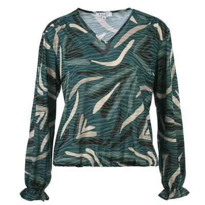 Enjoy Womenswear 183906/384 Bottle Print blouson v-hals met tape