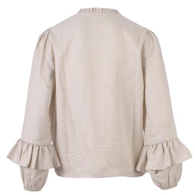 Enjoy Womenswear 412930/521 Zand Uni Blouse frill mouw