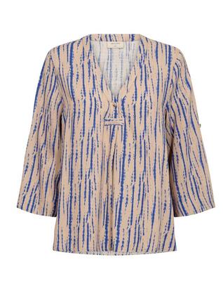 Freequent 203844/Sand Melange Nebulas Blue Larin blouse turn up sleeve