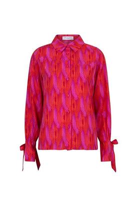 Lofty Manner QA04 C/Feather Print Fem blouse