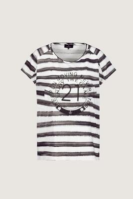 Monari 407209/997 Streep t-shirt met embleem