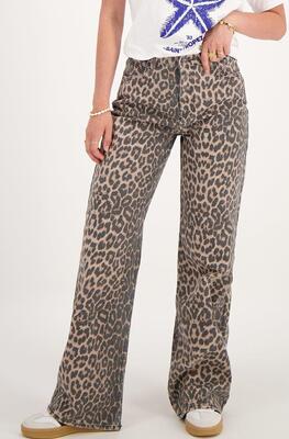 My Jewellery MJ10909/1600 Bruin-Beige Denim Jeans met panterprint