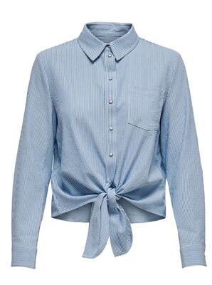 Only 15195910/Cloud Dancer/Medium Blue Lecey LS knot shirt NOOS