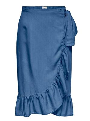 Only 15231004/Medium Blue Denim Sofia wrap medi skirt