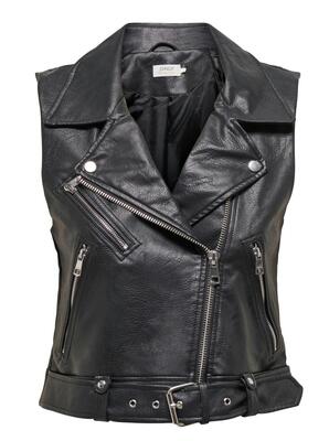 Only 15239240/Black Vera faux leath.waistcoat NOOS