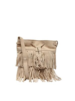 Only 15245870/Straw Amber fringe leather crossover