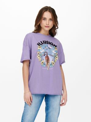 Only 15254458/Chalk Violet Lucy oversize SS tiger top