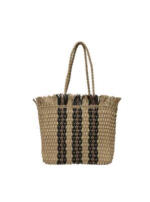 Only 15259606/Natural Black + Mocha Eden weave jute bag