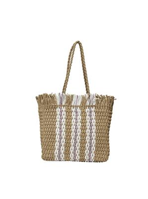 Only 15259606/Natural White + Lila Eden weave jute bag