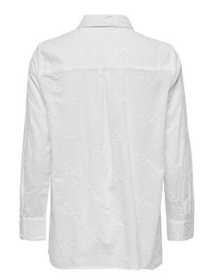 Only 15268992/Bright White Rikke LS emb shirt