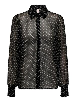 Only 15273052/Black White Dots Isabella LS shirt