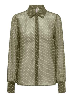 Only 15273052/Winter Moss White Dots Isabella LS shirt
