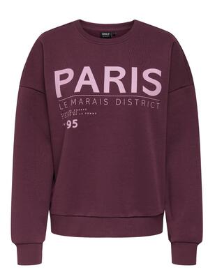 Only 15275525/Mauve Wine Paris Zenja boxy LS sweat