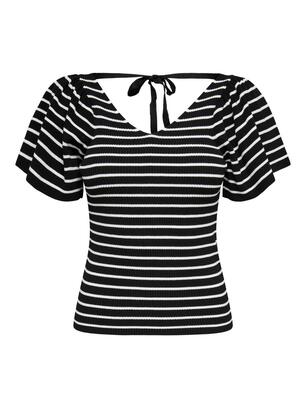 Only 15283760/Black/CD Leelo stripe SS v-neck NOOS