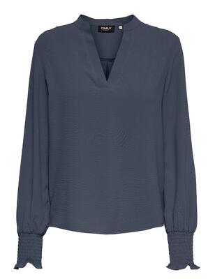 Only 15284309/Ombre Blue Mette v-neck LS smock top NOOS