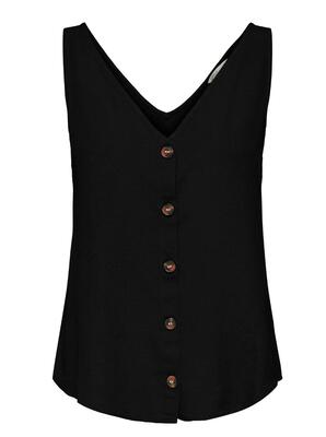 Only 15297134/Black Sille linen SL button top