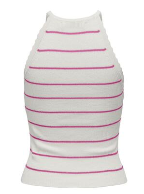 Only 15314667/Cloud Dancer Strawberry Moon Gemma SL scallop stripe o-neck