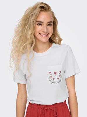 Only 15317989/Bright White Polly life reg SS pocket top