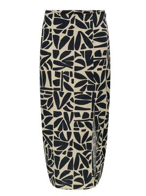 Only 15318835/Black Bali Tile Dahlia linen midi skirt