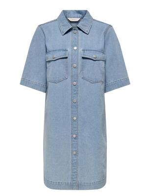 Only 15324384/Light Blue Denim Belle SS button dress NOOS
