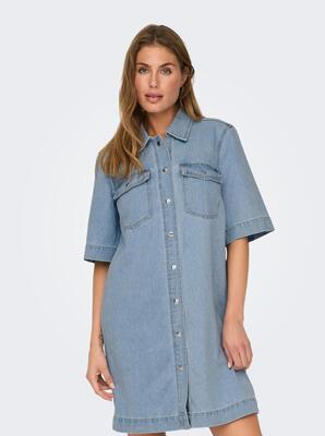 Only 15324384/Light Blue Denim Belle SS button dress NOOS