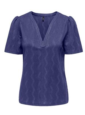 Only 15333479/Skipper Blue Dia SS v-neck pleat top