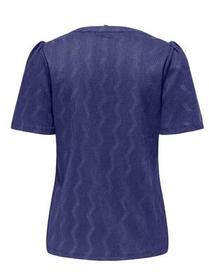 Only 15333479/Skipper Blue Dia SS v-neck pleat top